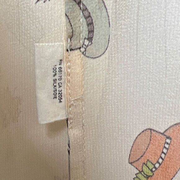 Anthropologie Floreat Raining Pouring Silk Blouse with Umbrella Hat Print Size 4 - Picture 6 of 7